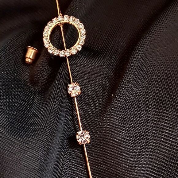 GOLD PLATED DIAMOND CIRCLE EAR WRAP CRAWLER HOOK EARRING - Picture 4 of 6
